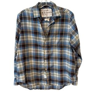 Frank & Eileen Women's Light‎ Blue Plaid Cotton Button Up Shirt in Size XS